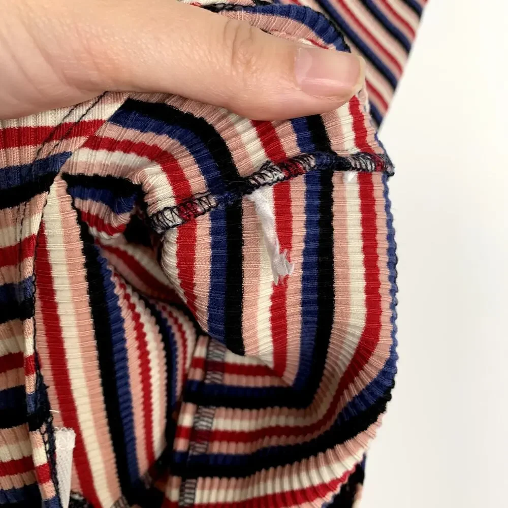 Reformation Bodysuit Red Blue White Stripe Top Womens Small - Picture 10 of 11